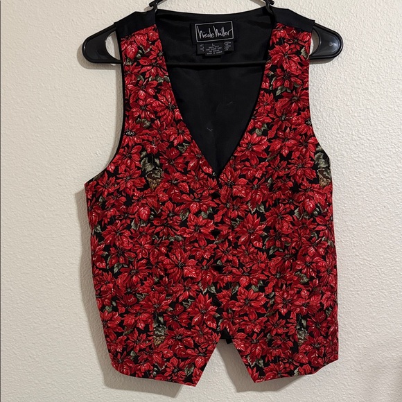 Nicole Miller Jackets & Blazers - Nicole Miller Vintage Poinsettia Silk Vest Rare 1995